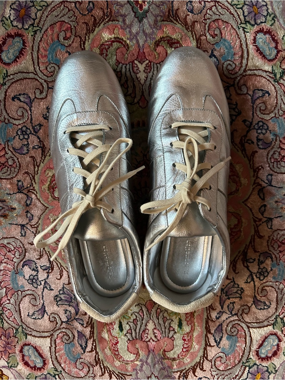 Reformation Terra Silver Leather Sneakers Womens Size 10.5 Never Worn